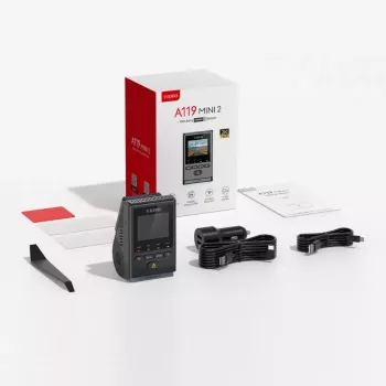 Videonovērošanas kamera VIOFO A119 MINI 2-G GPS – 1 kanāla Quad HD 2560×1440, Sony STARVIS 2 IMX675, 60 kadri/s, 140° F1.6, GPS, Wi‑Fi, divjoslu, stāvēšanas režīms