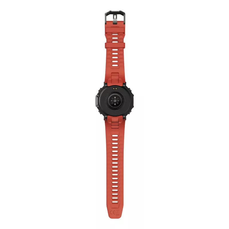 Smartwatch Amazfit T-Rex 3 Lava — 1,5 collu AMOLED, 480×480, GPS, 700 mAh, 32 GB, nerūsējošā tērauda korpuss, silikona siksniņa