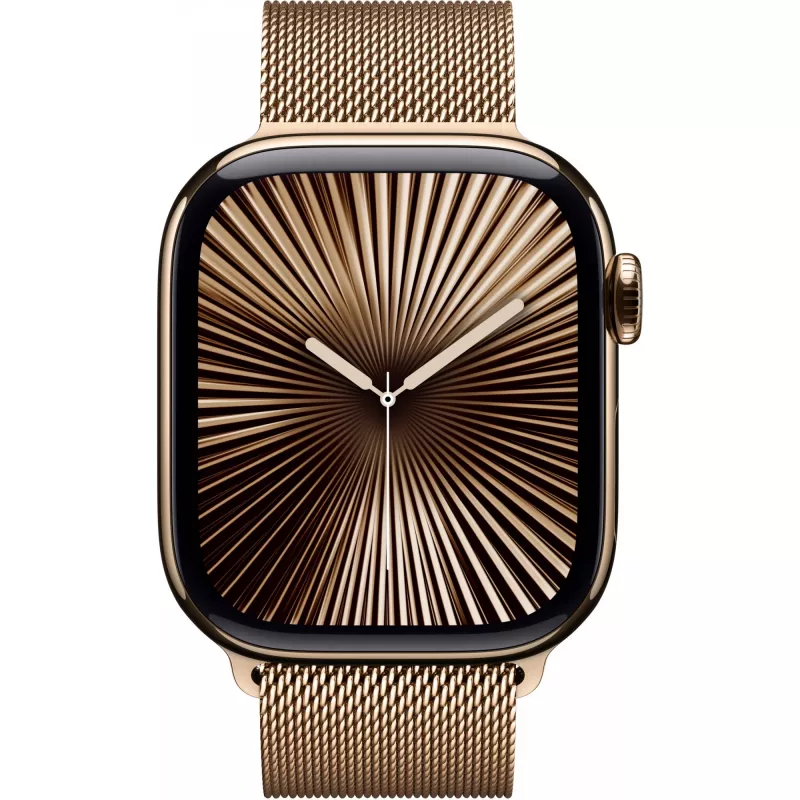 APPLE Watch Series 10 GPS + Cellular 42 mm zelta titāna korpuss ar zelta Milanese Loop