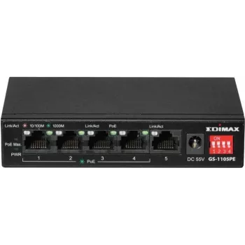Tīkla komutators EDIMAX GS-1105PE 5 portu PoE nepārvaldāms komutators