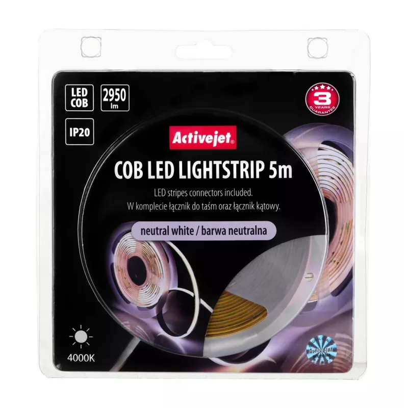 Activejet AJE-COB 5m neut LED lentes gaisma Universāla LED lente Iekštelpām