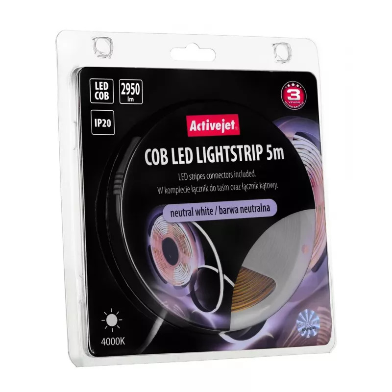 Activejet AJE-COB 5m neut LED lentes gaisma Universāla LED lente Iekštelpām