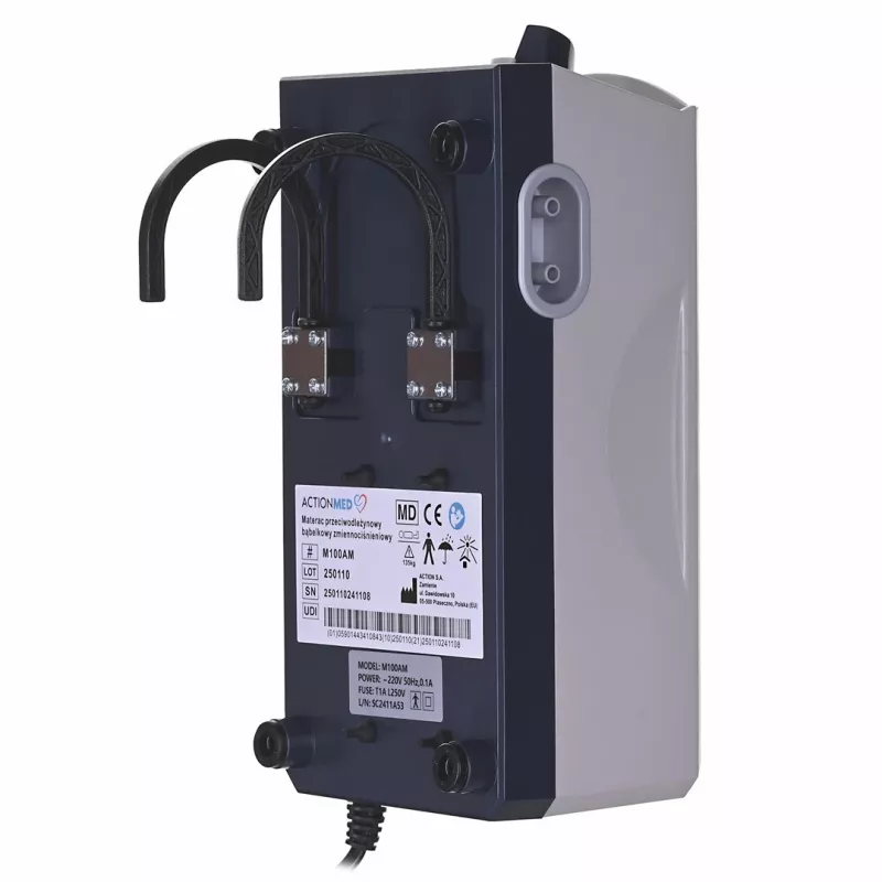 Pretizgulējumu burbuļmatracis ActionMed M100AM ar mainīgu spiedienu, viens PVC matracis 192×82×7 cm, maks. lietotāja svars 135 kg
