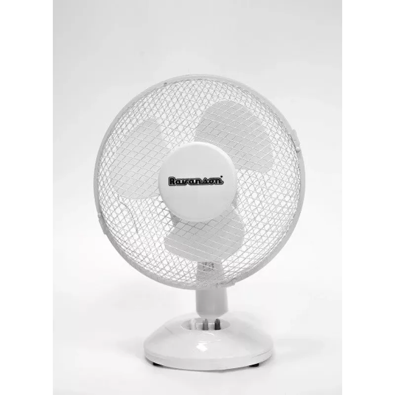 Mājsaimniecības galda ventilators Ravanson WT-1023 — 27 cm lāpstiņa, 3 lāpstiņas, 2 ātrumi, 23 W, balts