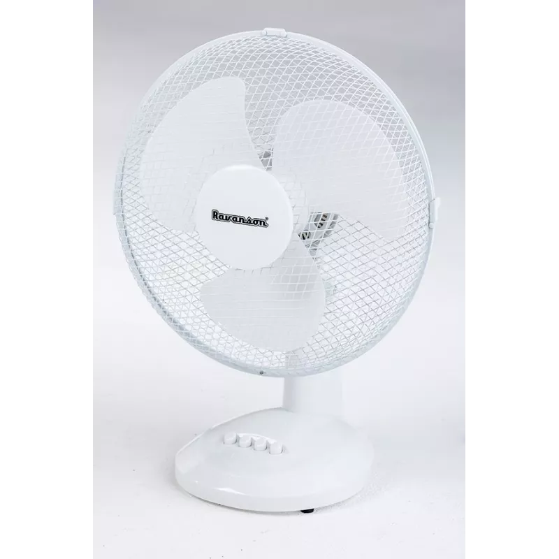 Galda sadzīves lāpstiņu ventilators Ravanson WT-1040 — 43 cm, 3 lāpstiņas, 3 ātrumi, 45 W, plastmasas korpuss, pelēks