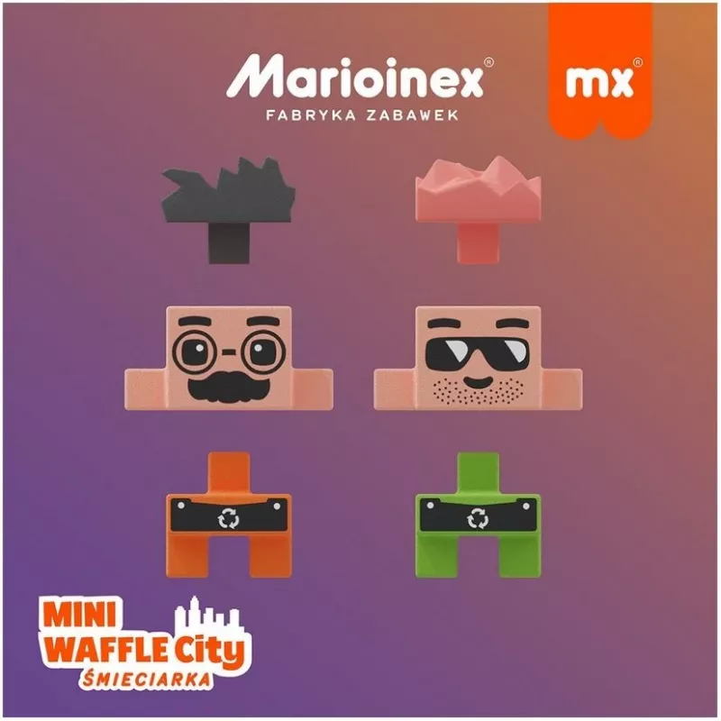 Rotaļlietu konstruēšanas bloki Marioinex Blocks Waffle mini Atkritumu mašīna 14 gab. 903131