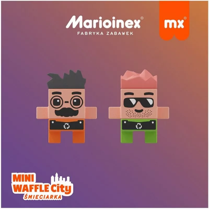 Rotaļlietu konstruēšanas bloki Marioinex Blocks Waffle mini Atkritumu mašīna 14 gab. 903131