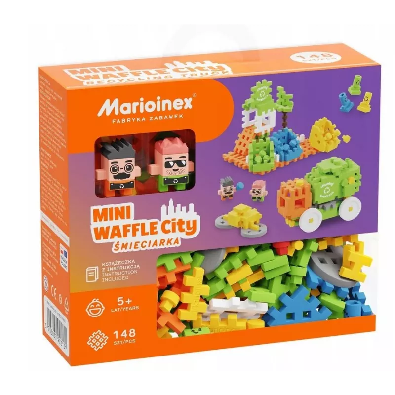 Rotaļlietu konstruēšanas bloki Marioinex Blocks Waffle mini Atkritumu mašīna 14 gab. 903131