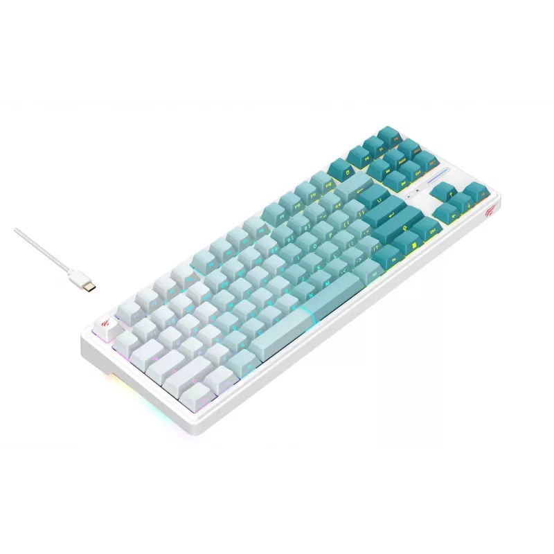Havit KB901L spēļu tastatūra balta un zaļa USB vadu RGB LED