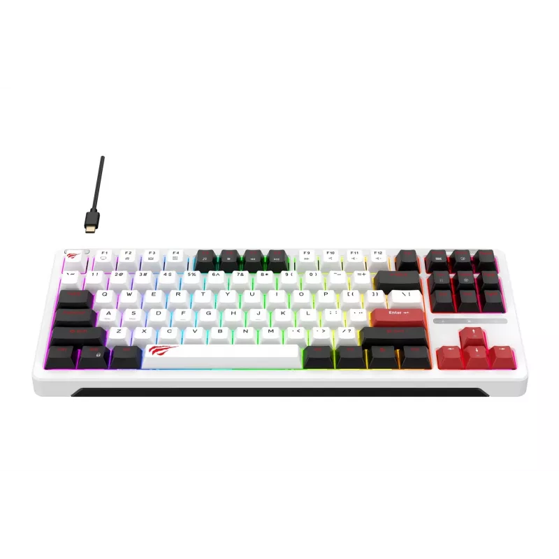 Havit KB902L spēļu tastatūra 80% vadu USB QWERTY 88 taustiņi RGB LED