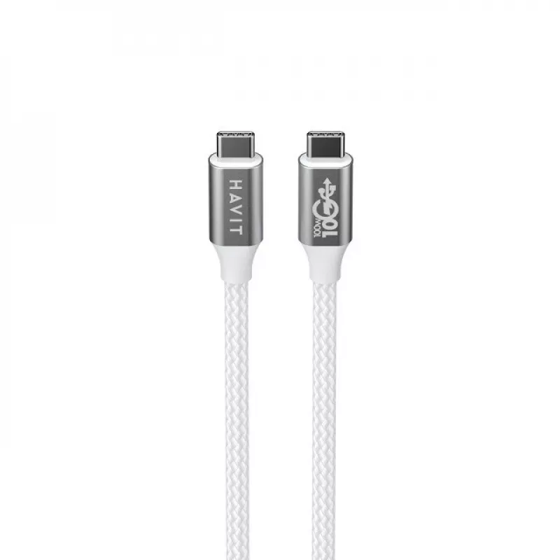 Havit CB6290 USB Type C to USB Type C kabelis 1 m 10 Gbit/s pelēks balts