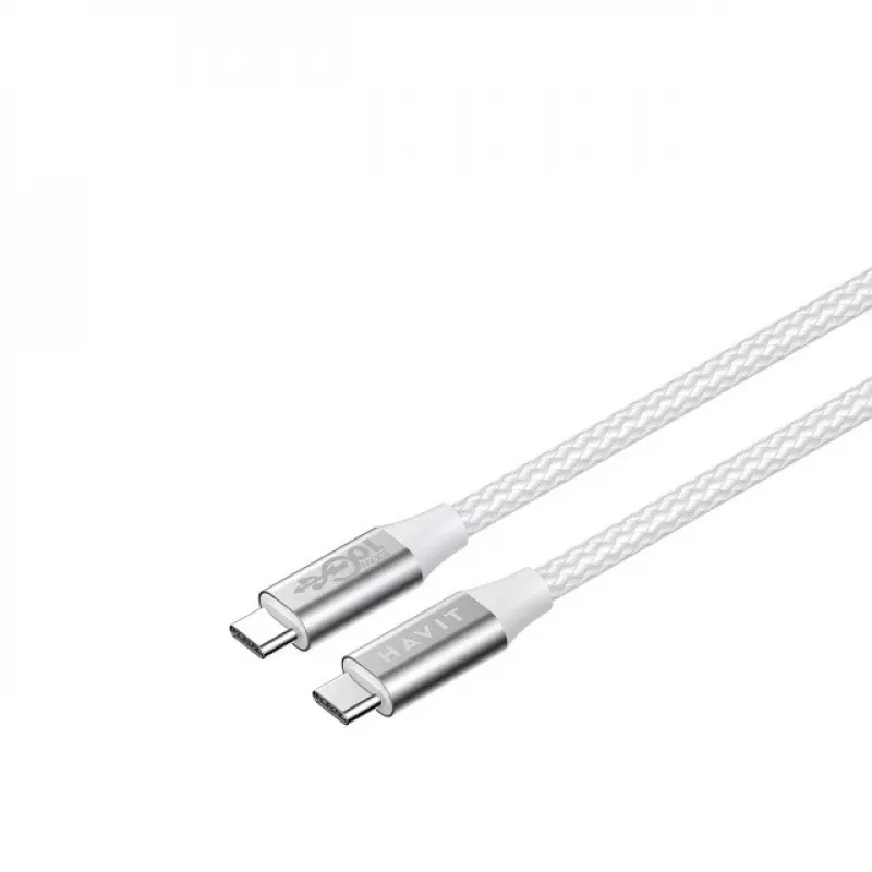 Havit CB6290 USB Type C to USB Type C kabelis 1 m 10 Gbit/s pelēks balts