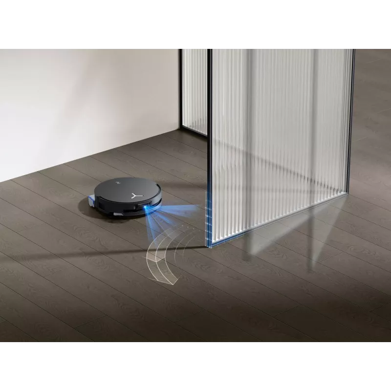 Robot vacuum Ecovacs Deebot X8 Omni — melns, 5200 mAh baterija, 128 min darbības laiks, putekļu maiss 0,22 L, mitrā slaucīšana, automātiskā bāzes stacija