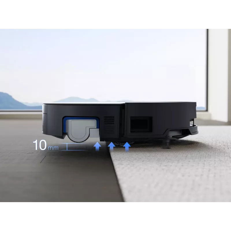 Robot vacuum Ecovacs Deebot X8 Omni — melns, 5200 mAh baterija, 128 min darbības laiks, putekļu maiss 0,22 L, mitrā slaucīšana, automātiskā bāzes stacija
