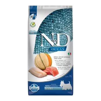 FARMINA N&D Ocean Dog Lasis, Menca, Kantalupas Melone, Melone Adult Mini - sausā suņu barība - 7 kg