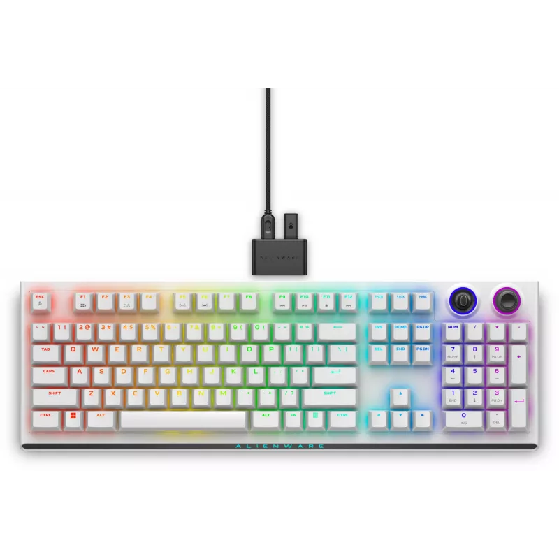 Dell | Alienware Tri-Mode AW920K | Bezvadu spēļu tastatūra | Bezvadu | RGB LED apgaismojums | US | Bluetooth | Lunar Light | Ciparu bloks | CHERRY MX Red | Bezvadu savienojums