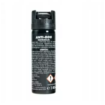 Piparu aerosols TW 1000 Anti-dog PEPPER-FOG 63 ml konuss — 63 ml, 2 000 000 SHU, maks. darbības attālums 3 m, melns