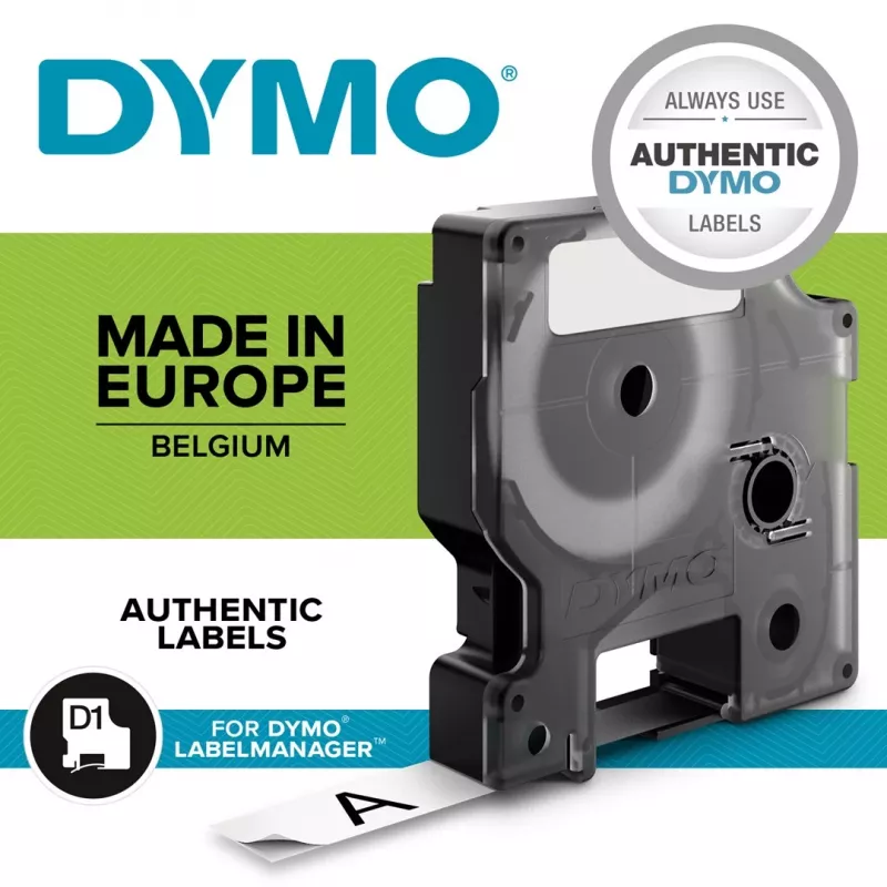 DYMO D1 Durable - Melns uz balta - 12mm