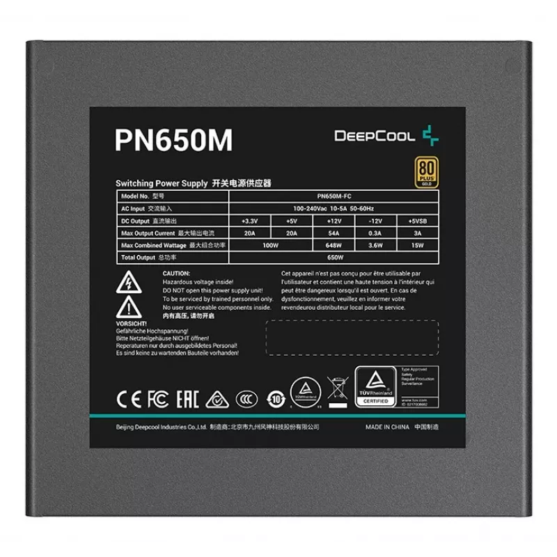 DeepCool PN650M barošanas bloks 650 W 20+4 kontaktu ATX ATX Melns