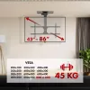 Griestu TV stiprinājums MACLEAN MC-110 T 43–86 collu televizoriem, VESA līdz 800×400, maksimālā slodze 45 kg