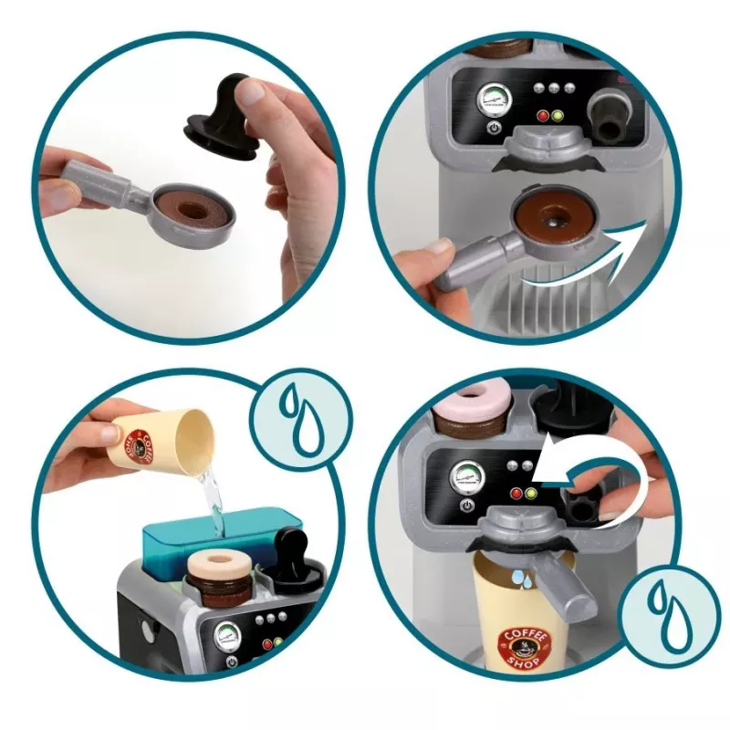 Espresso automāts KLEIN 9510 kompakts dizains, bērniem draudzīga rotaļu espresso iekārta
