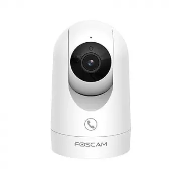 IP drošības kamera Foscam R8M balta — 8 MP 4K (3840×2160), 2,8 mm stikla objektīvs, 350° horizontāli / 150° vertikāli, 2,4G/5G Wi‑Fi, microSD līdz 256GB