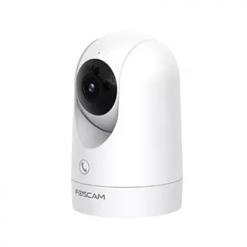 IP drošības kamera Foscam R8M balta — 8 MP 4K (3840×2160), 2,8 mm stikla objektīvs, 350° horizontāli / 150° vertikāli, 2,4G/5G Wi‑Fi, microSD līdz 256GB