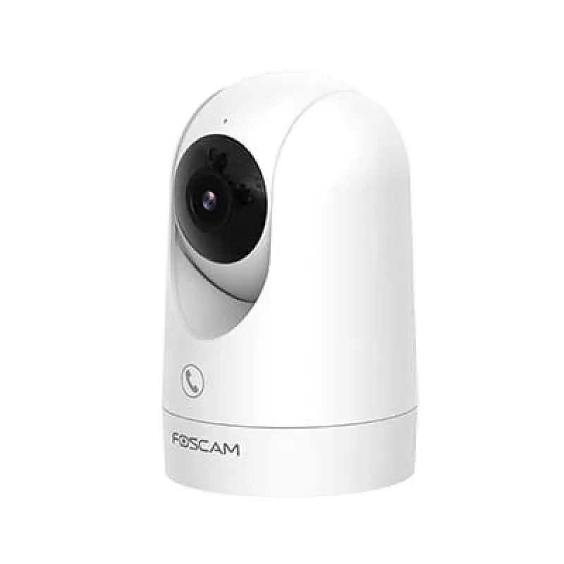 IP drošības kamera Foscam R8M balta — 8 MP 4K (3840×2160), 2,8 mm stikla objektīvs, 350° horizontāli / 150° vertikāli, 2,4G/5G Wi‑Fi, microSD līdz 256GB