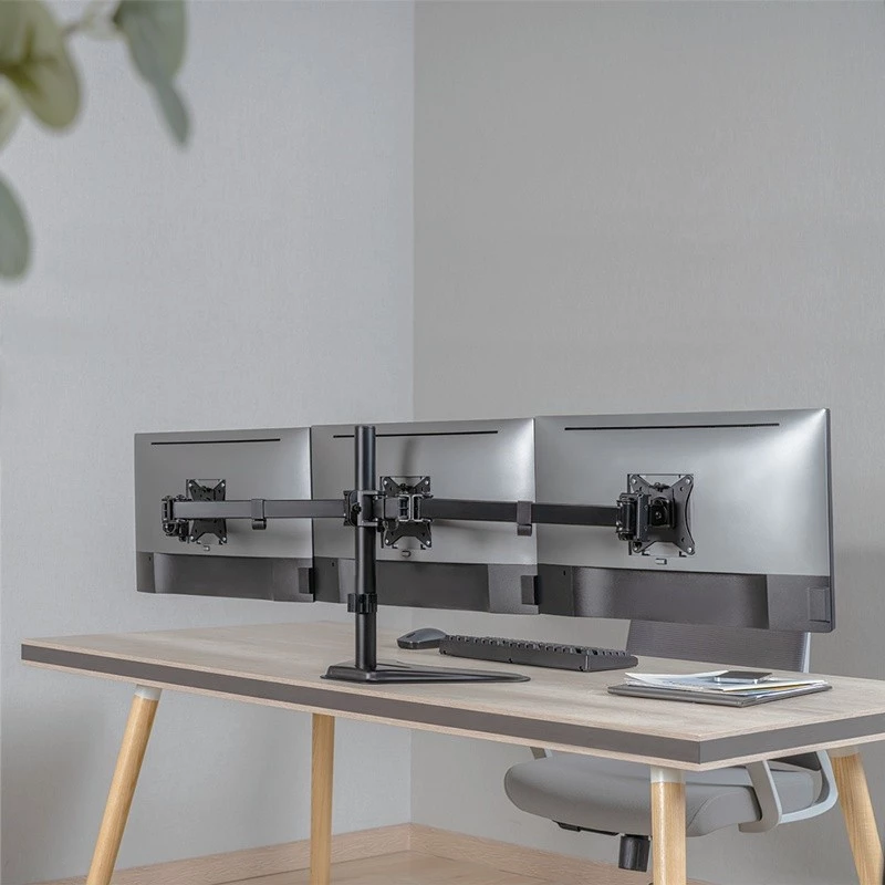 LOGILINK BP0174 Trīskāršs monitora stiprinājums 17-27 collām katras rokas garums 658 mm ar viedtālruņa turētāju alumīnija