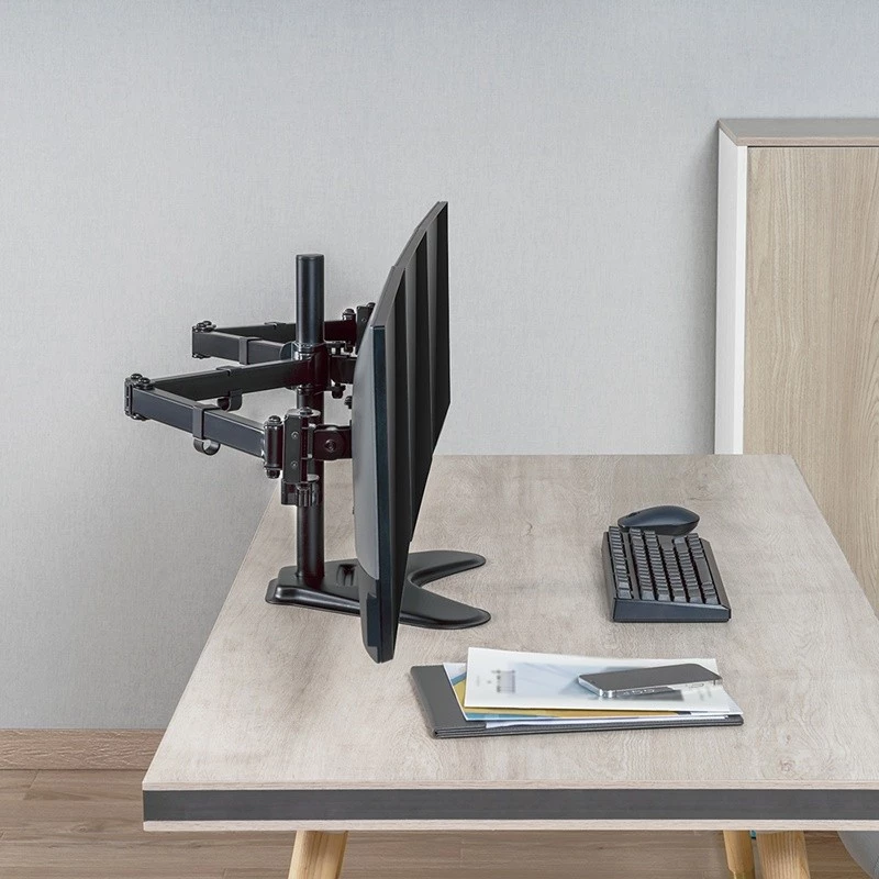 LOGILINK BP0174 Trīskāršs monitora stiprinājums 17-27 collām katras rokas garums 658 mm ar viedtālruņa turētāju alumīnija