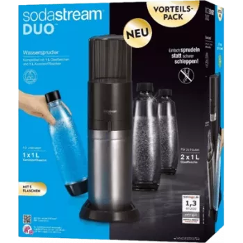 Dzērienu pagatavošanas ierīce SODASTREAM DUO Melns nerūsējošais tērauds — mājas dzirkstošā ūdens sistēma