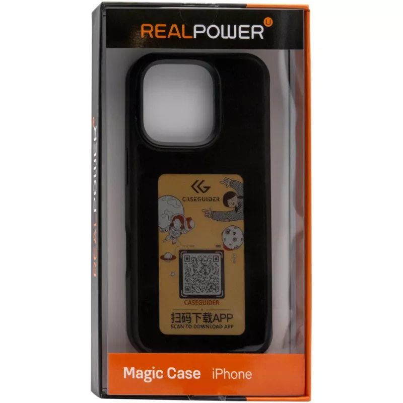 Vāciņš RealPower 504408 priekš iPhone 16 Pro Max 17.5 cm Melns