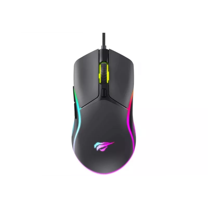 Havit MS1038 spēļu pele, melna, piemērota abām rokām, USB, 8000 DPI, 7 pogas