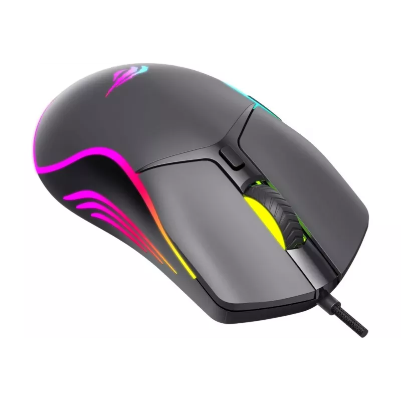 Havit MS1038 spēļu pele, melna, piemērota abām rokām, USB, 8000 DPI, 7 pogas