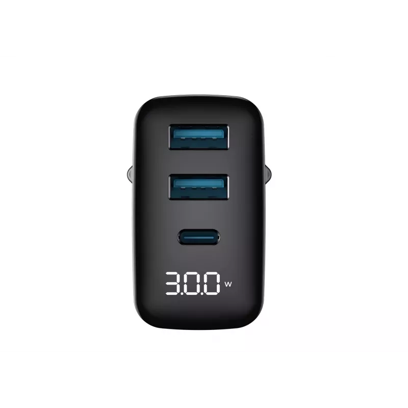 Lādētājs HAVIT UCLE001 EU GaN trīs porti 30 W melns — kompakts USB lādētājs ar 3 portiem