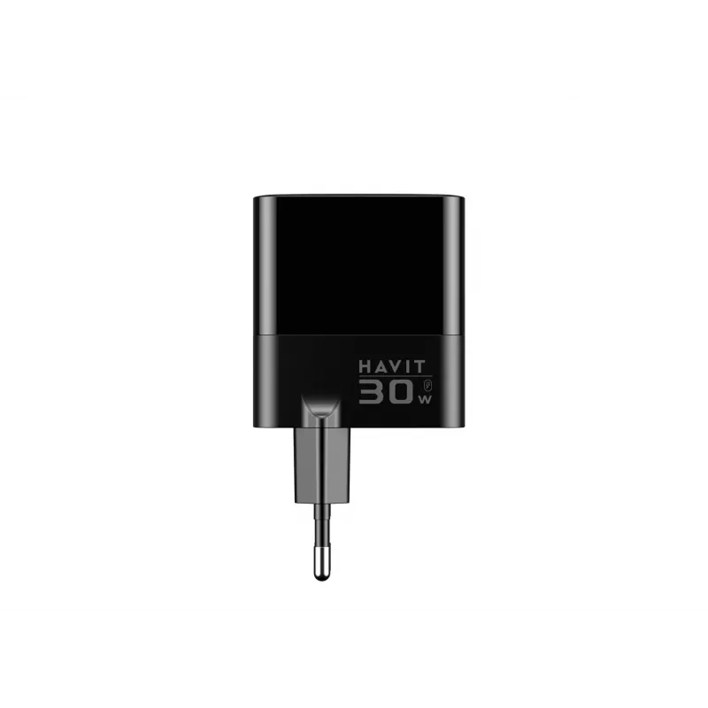 Lādētājs HAVIT UCLE001 EU GaN trīs porti 30 W melns — kompakts USB lādētājs ar 3 portiem
