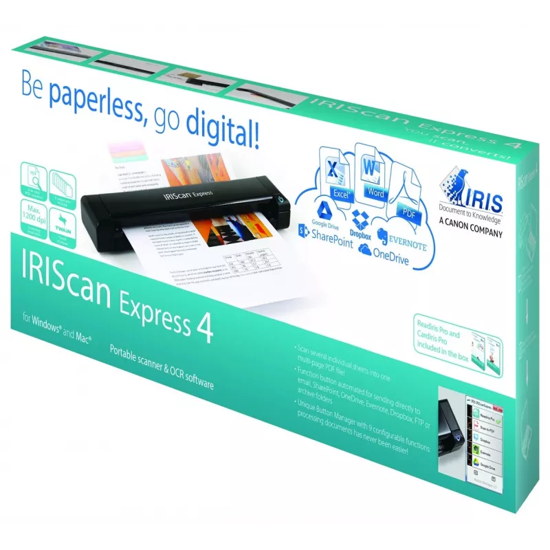 I.R.I.S. IRIScan Express 4 lokšņu padeves skeneris 1200 x 1200 DPI A4 Melns