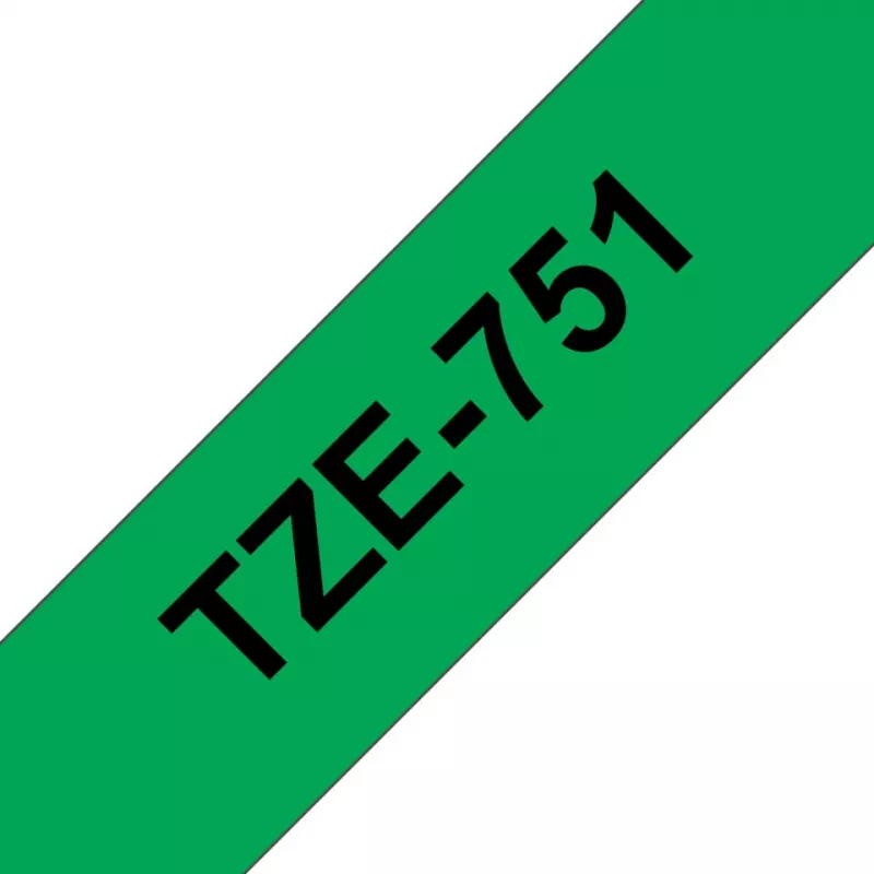 Brother TZe 751 - Laminiertes Band - Schwarz auf Grün - Rolle (2,4 cm x 8 m) - 1 Rolle(n) - für P-Touch PT-2420, 2430, 2450, 2460, 2470, 2480, 2700, 2