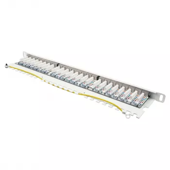 Patchpanel 48,30cm (19) Cat. 6A, 24-Port, 0,5 HE, STP geschirmt, werkzeugloses Öffnen, Reinweiß (RAL9010), Go (GC-N0143)