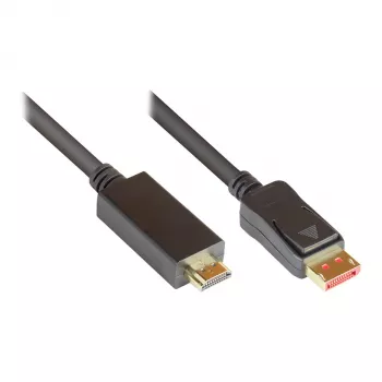 Savienojuma kabelis DisplayPort 1.4 uz HDMI 2.0, 4K @60Hz, zelta pārklājuma kontakti, OFC, melns, 2m, Good Connections® (DP14-HDMI)