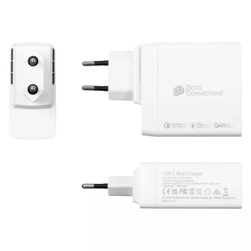 Good Connections GC USB-Fast Charger 140W GaN-Technologie, 2x USB-C, PD 3.1, QC 5.0, PPS Balts -• USB-Fast Charger 140W• viedtālruņiem