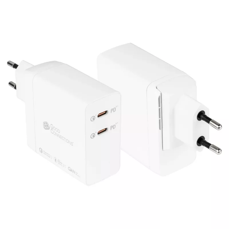 Good Connections GC USB-Fast Charger 140W GaN-Technologie, 2x USB-C, PD 3.1, QC 5.0, PPS Balts -• USB-Fast Charger 140W• viedtālruņiem