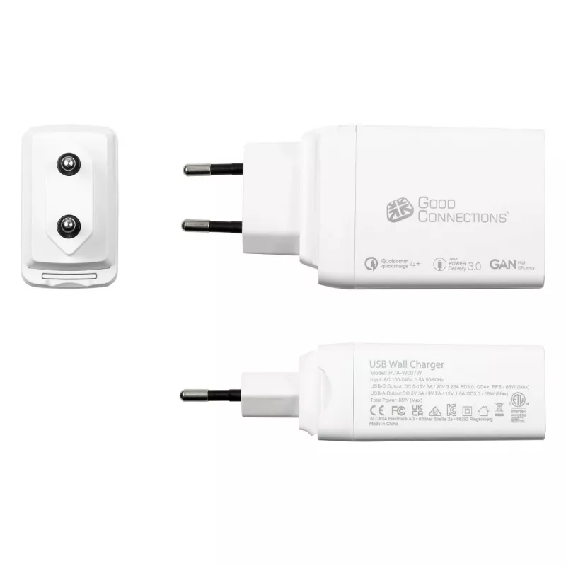 Alcasa PCA-W007W lādētājs mobilajām ierīcēm, universāls, balts, maiņstrāvas, ātrā uzlāde, iekštelpām (PCA-W007W)