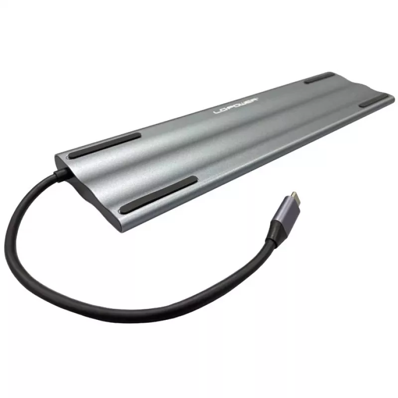 LC-Power LC-HUB-C-MULTI-8 USB-C uz 3xUSB-A/2xUSB-C/HDMI/VGA/MicroSD/SD/RJ45/Audio