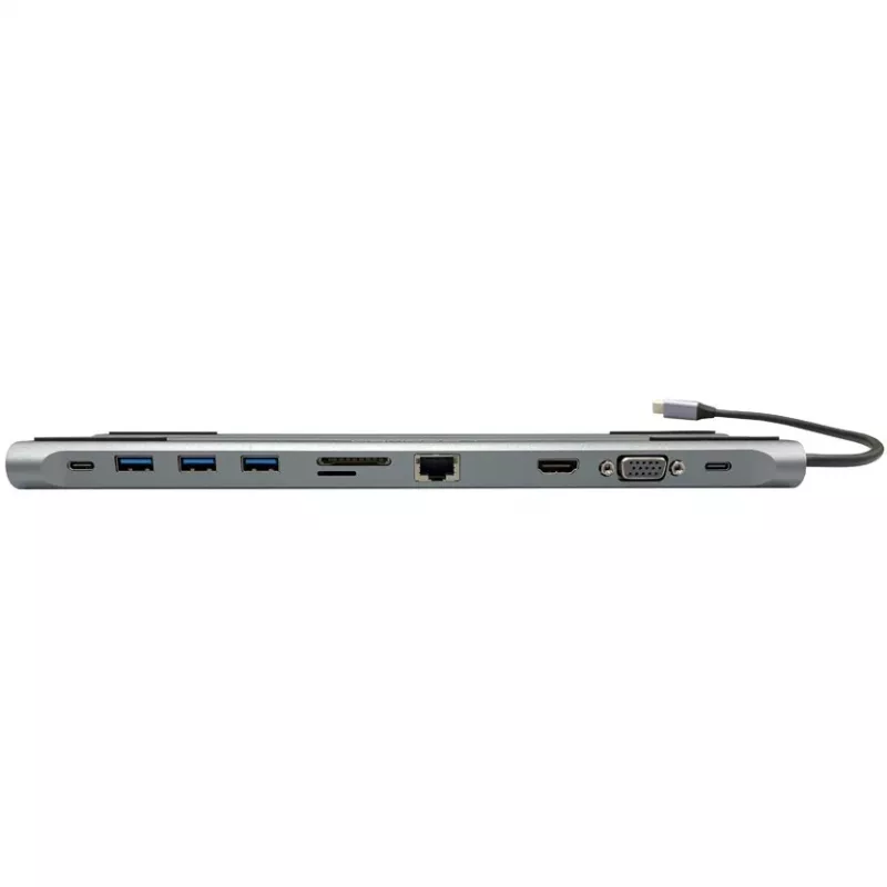LC-Power LC-HUB-C-MULTI-8 USB-C uz 3xUSB-A/2xUSB-C/HDMI/VGA/MicroSD/SD/RJ45/Audio