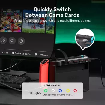 Dokstacija UNITEK G1002D vadu savienojuma Nintendo Switch, melna