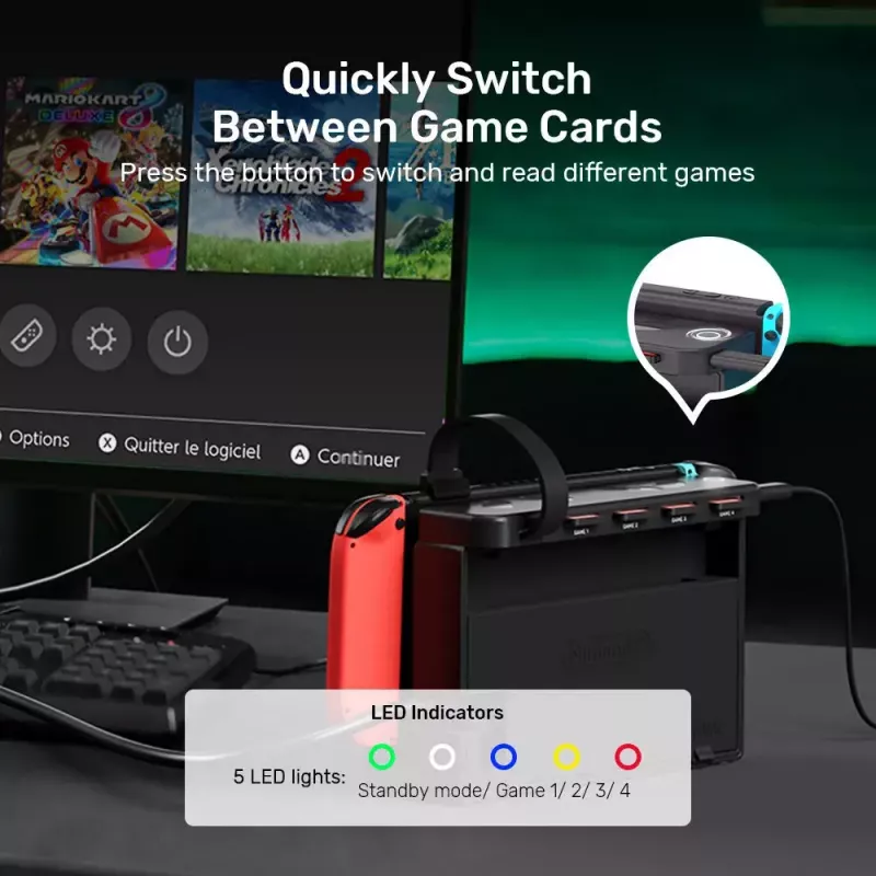 Dokstacija UNITEK G1002D vadu savienojuma Nintendo Switch, melna