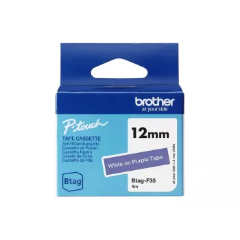 Etiķešu lente Brother BTAG-F35 Balta uz violeta 1,2 cm 4 m