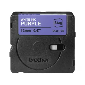 Etiķešu lente Brother BTAG-F35 Balta uz violeta 1,2 cm 4 m