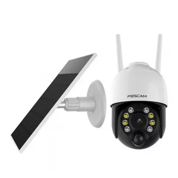 IP drošības kamera Foscam B4 Dome 4 MP (2560×1440), Wi‑Fi 2.4 GHz, IP65, Solar + Baterija 5000 mAh, 355° pagriešana, 90° slīpums